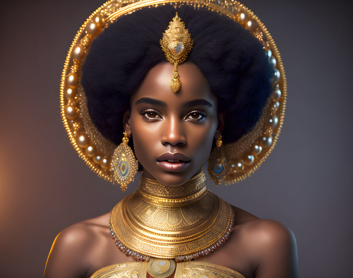 Elegant portrait of a woman in gold jewelry