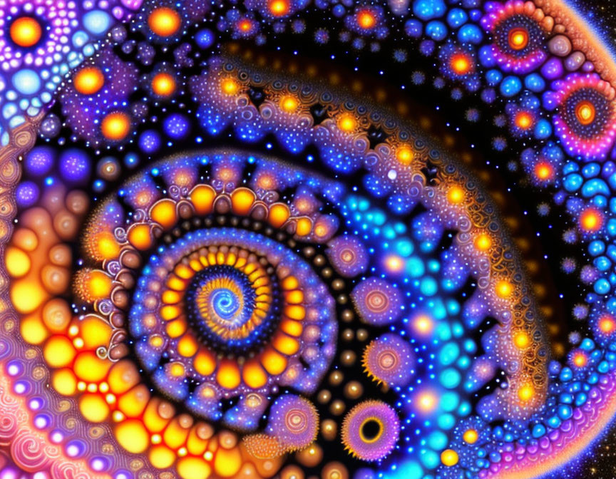 Colorful Spiral Fractal Image with Galaxy-Inspired Design