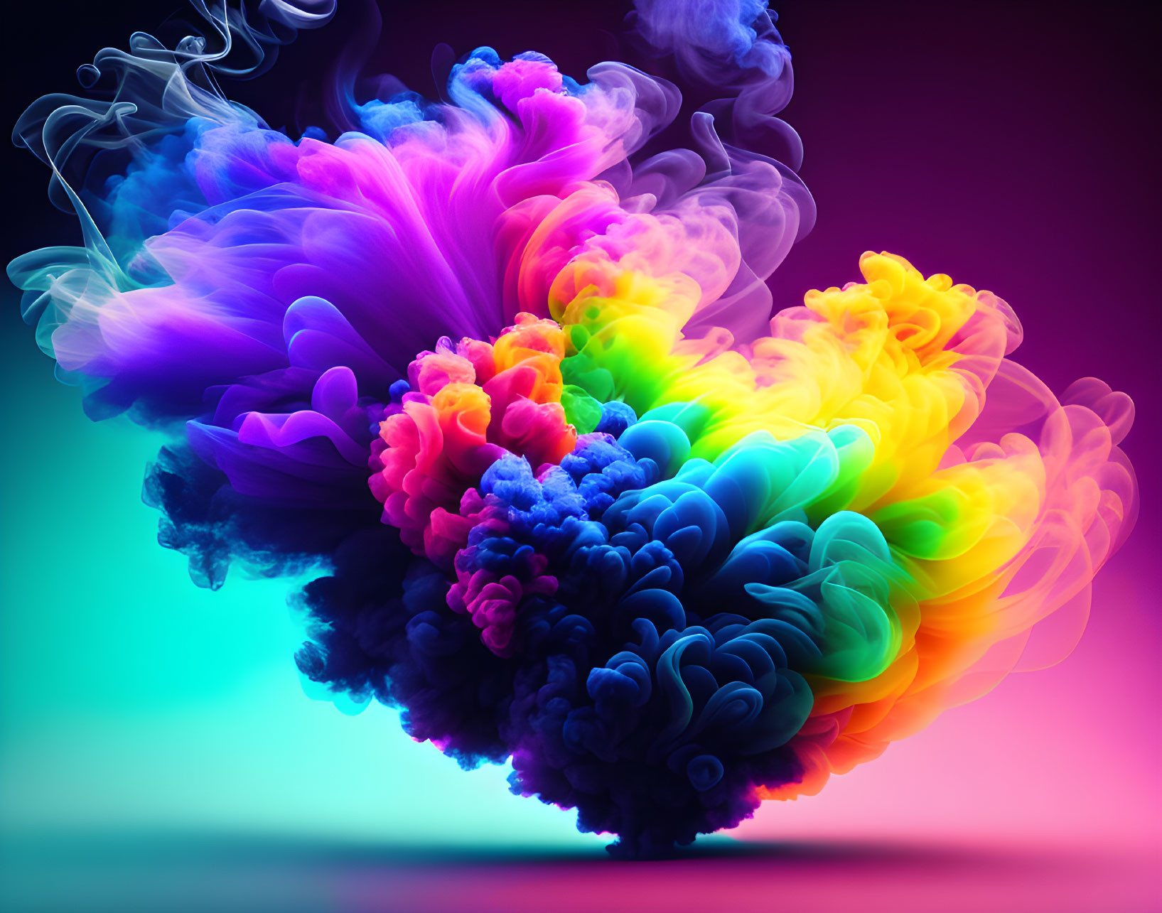 Colorful Rainbow Smoke Plumes on Gradient Background