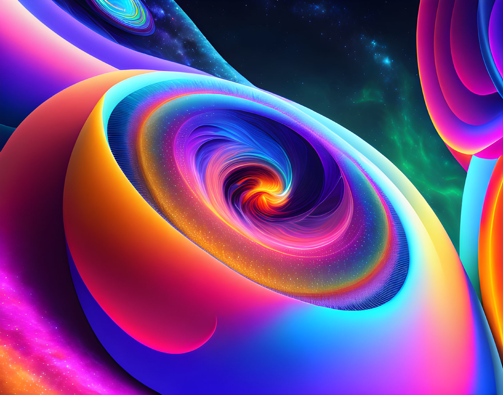 Colorful Swirling Vortex in Abstract Cosmic Art