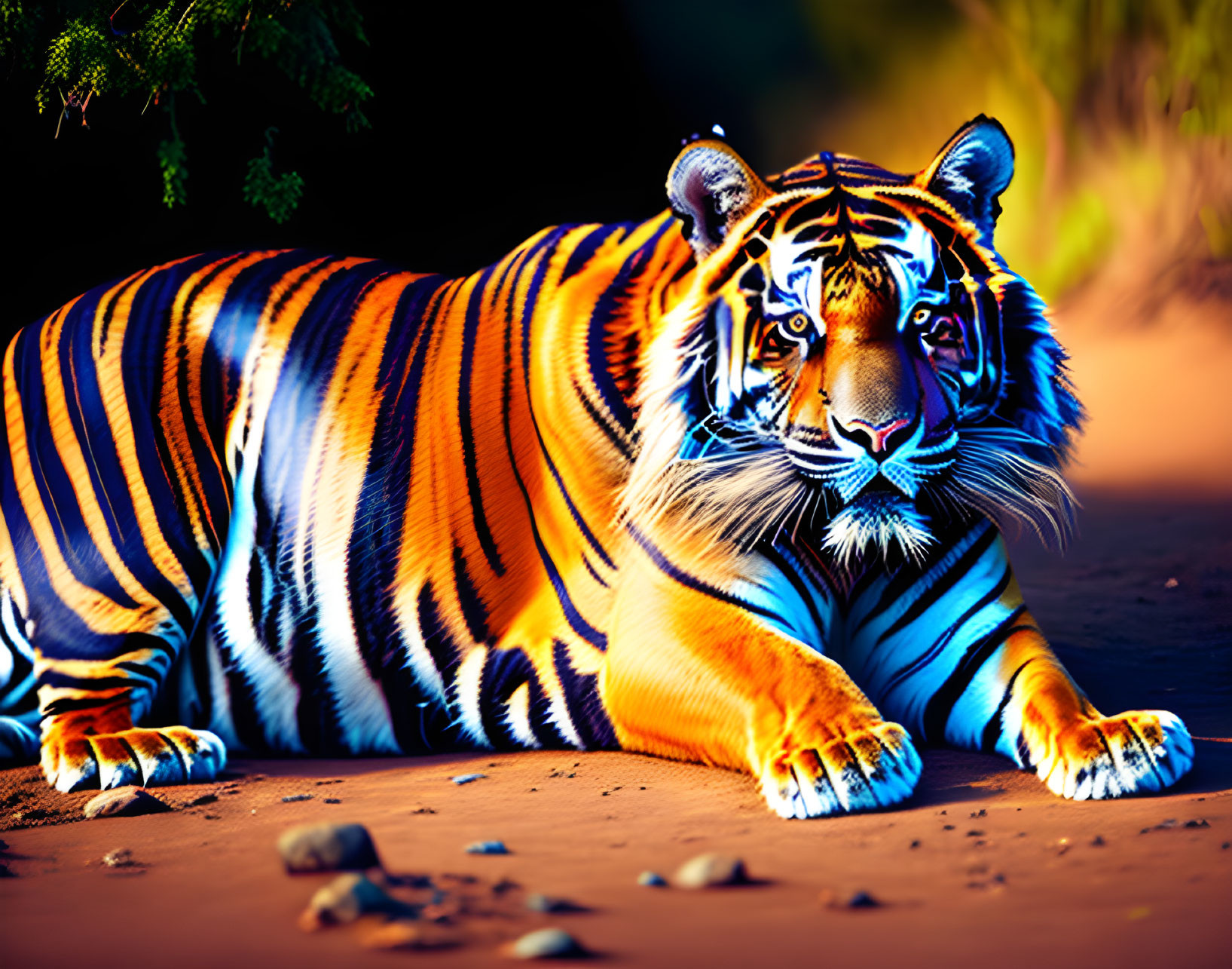 Striking Tiger with Vibrant Orange and Black Stripes