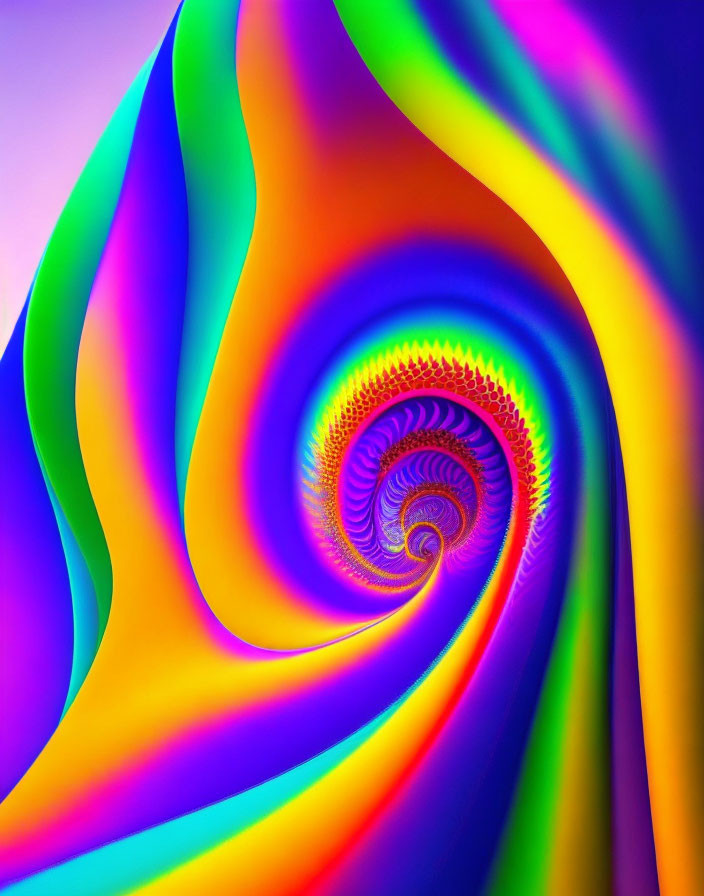 Colorful Digital Fractal Image with Swirling Rainbow Pattern