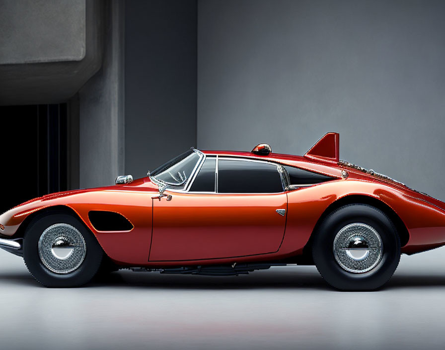 Red Sports Car with Silver Rims in Studio Setting