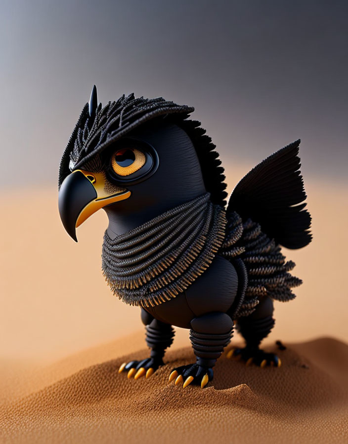 Stylized animated eagle with intricate feather detailing and mechanical elements