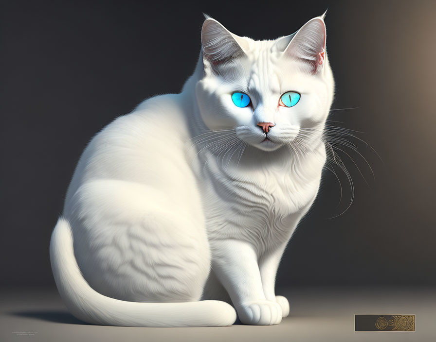 Graceful White Cat with Striking Blue Eyes and Soft Fur