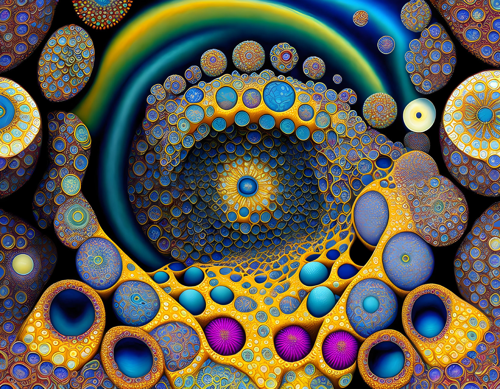 Colorful Abstract Fractal Art: Circular and Spherical Patterns