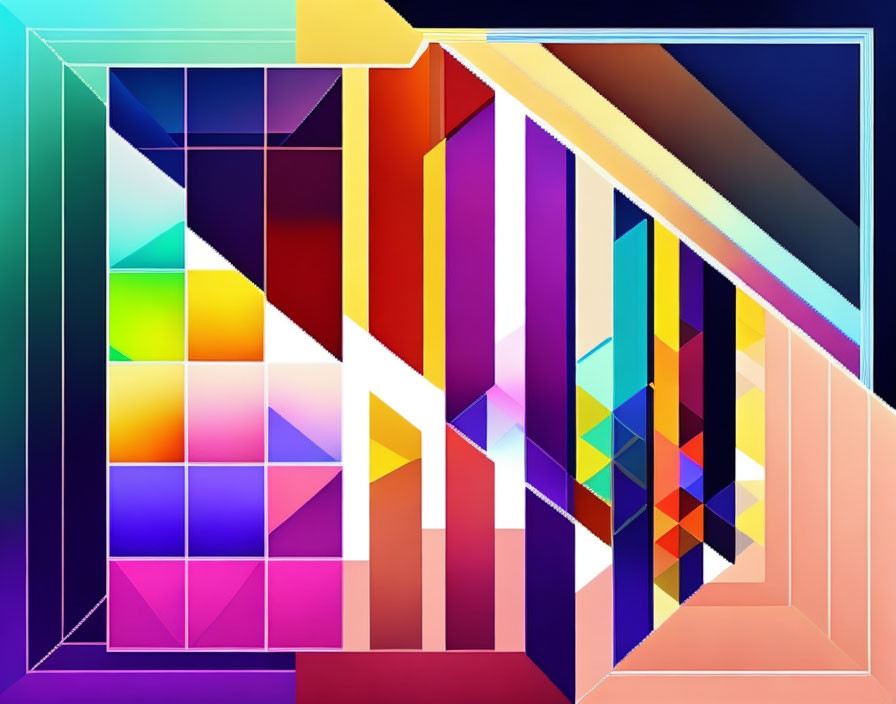 Vibrant Digital Abstract Artwork with Geometric Shapes