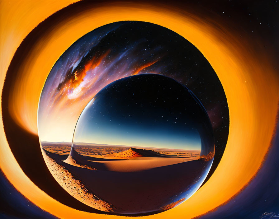 Circular Panorama of Surreal Desert Landscape at Twilight