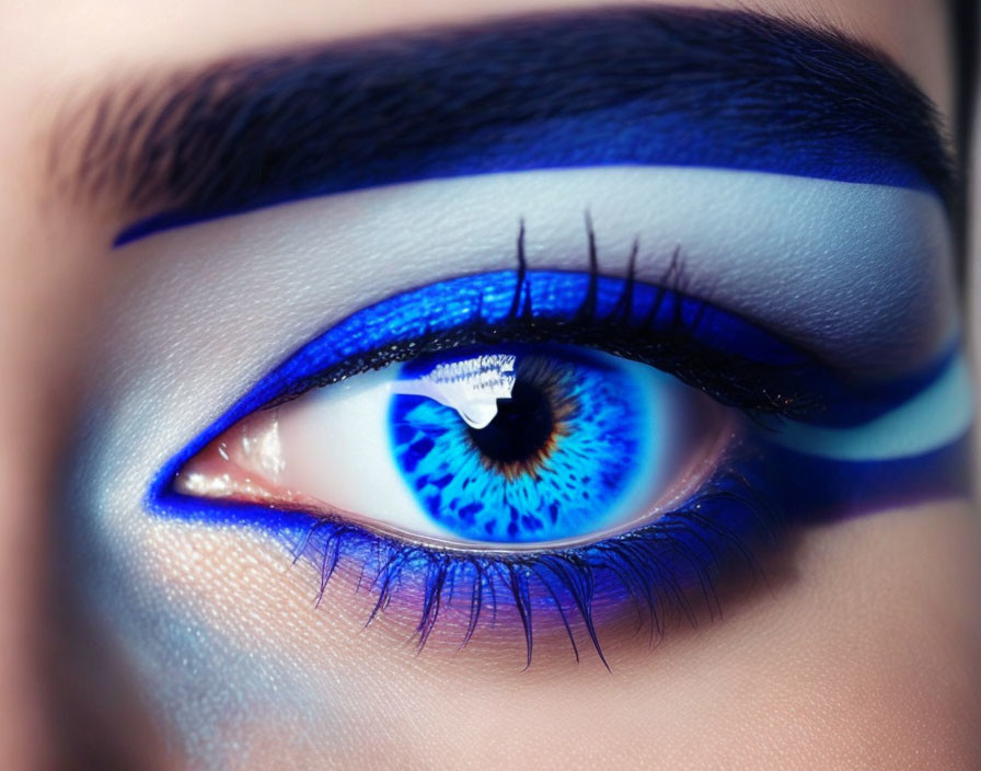 Close-Up of Person's Eye with Vibrant Blue Makeup