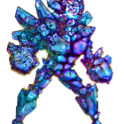 Crystal-armored figure with gemstones in commanding pose