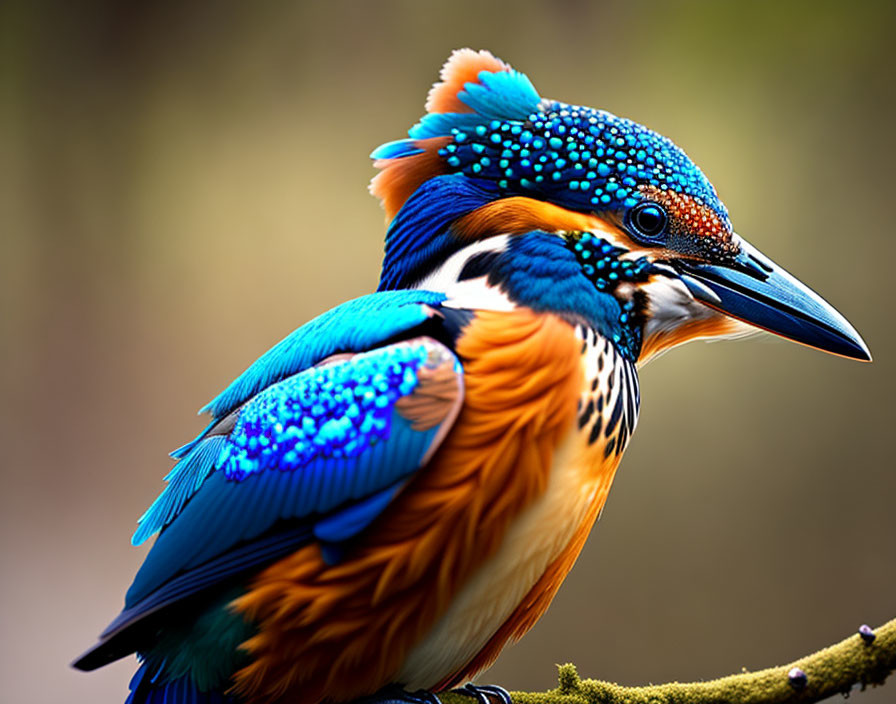 Colorful Kingfisher with Blue and Orange Plumage on Branch