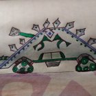 Futuristic hover tank with multiple cannons and turrets in desert landscape