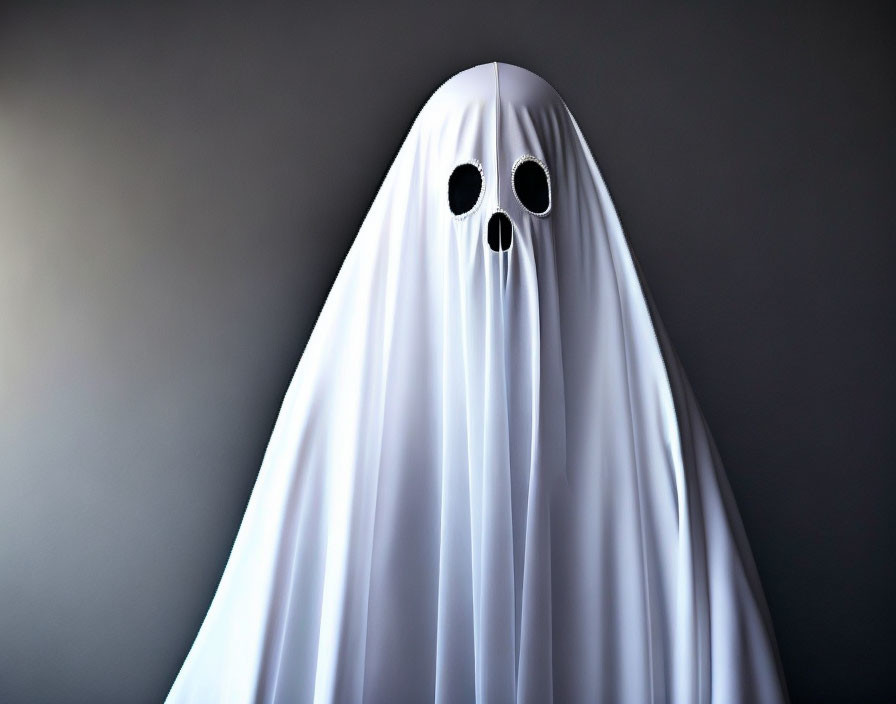 Ghost Costume Character on Grey Background