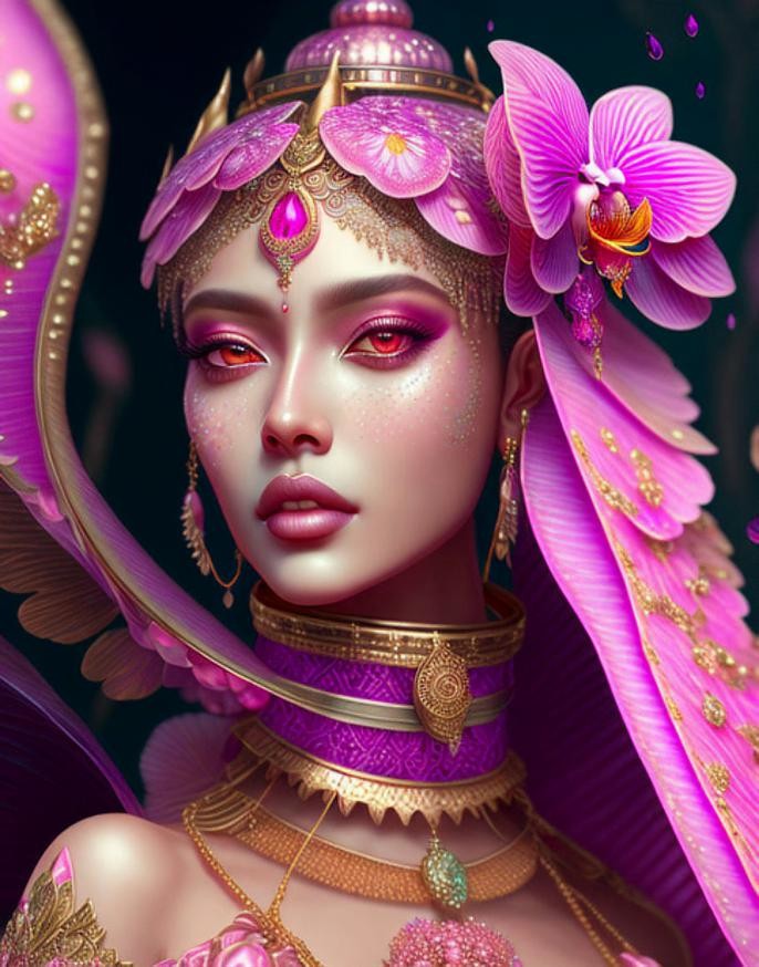 Pink orchid woman