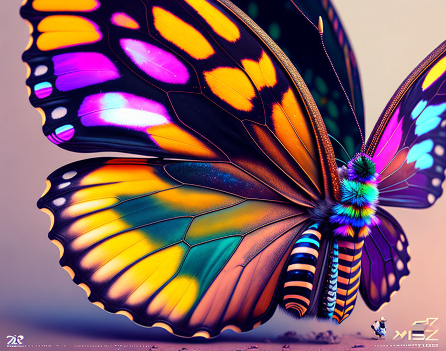 Colorful Butterfly with Detailed Patterns on Soft-focus Background