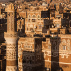 Historic city with ornate buildings at sunset