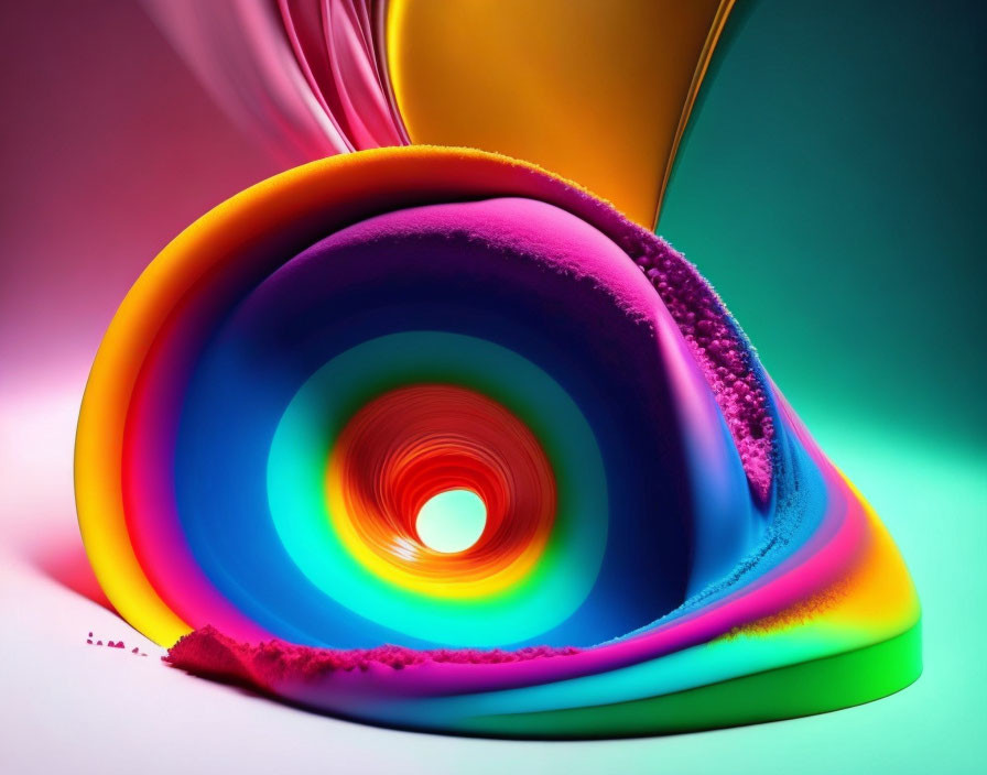 Colorful Abstract Swirl with Rainbow Gradient and Textured Edges