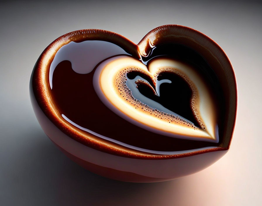 Heart-shaped Cup with Swirl of Liquid Reflecting Smaller Heart