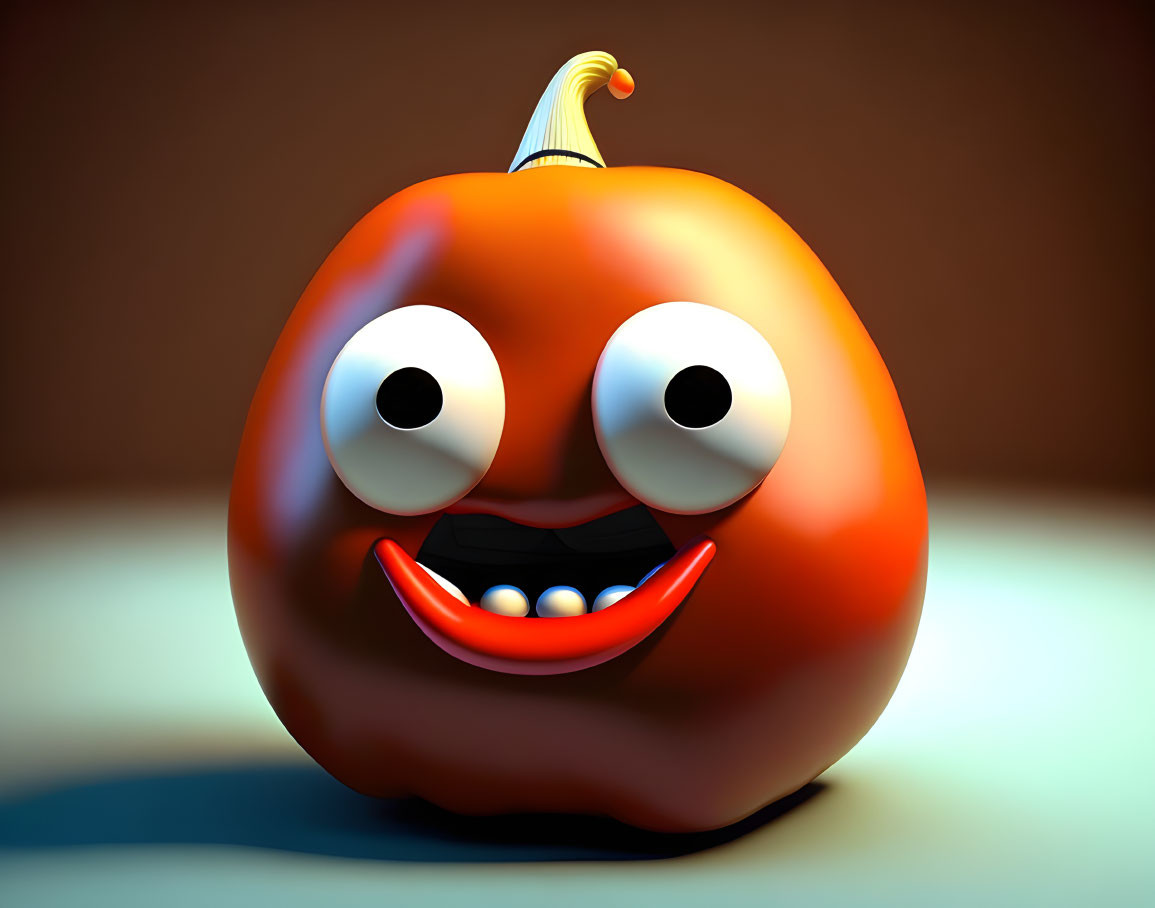 Cartoonish 3D rendered anthropomorphic tomato illustration