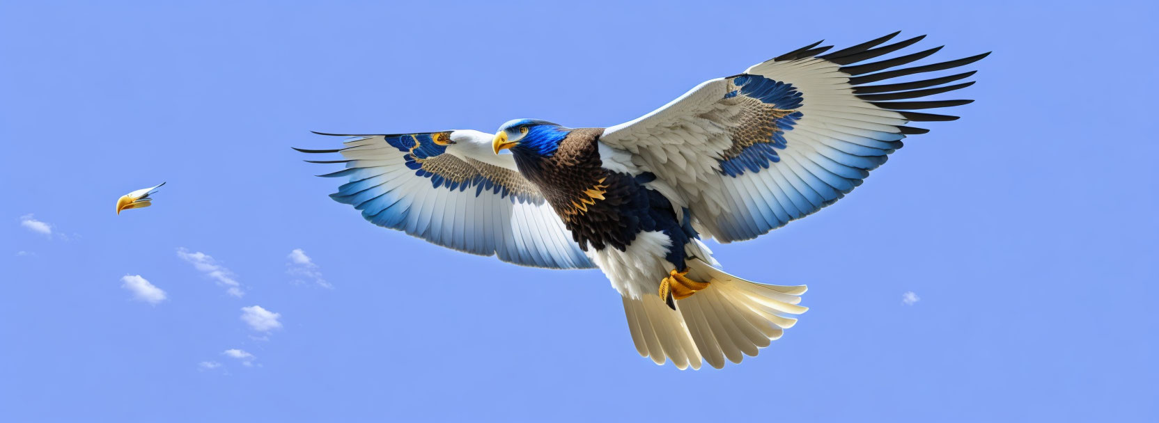 Majestic eagle soaring under clear blue sky