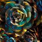 Vibrant Metallic-Hued Roses on Dark Background