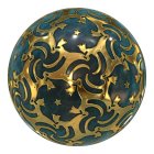 Detailed 3D Render of Ornate Golden Sphere with Blue Patterns