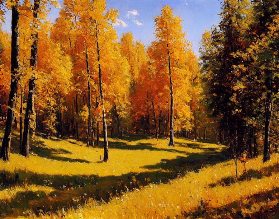 Vibrant Autumn Landscape with Golden-Orange Leaves