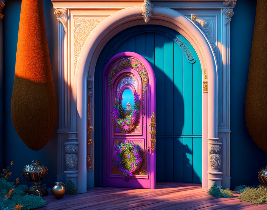 Colorful Nested Doors Revealing Magical Pathway