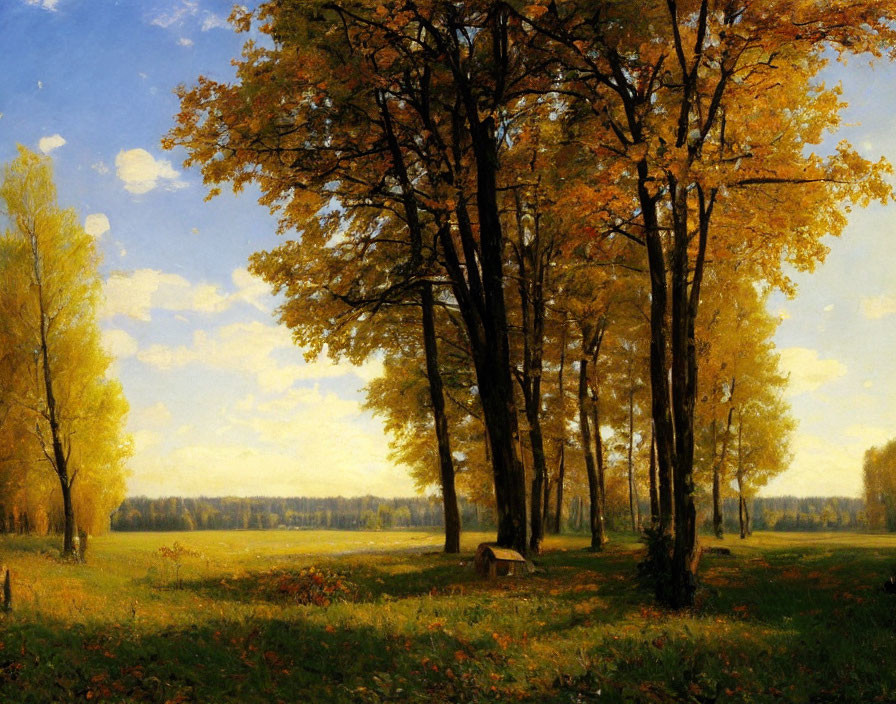 Scenic Autumn Landscape with Yellow and Orange Trees