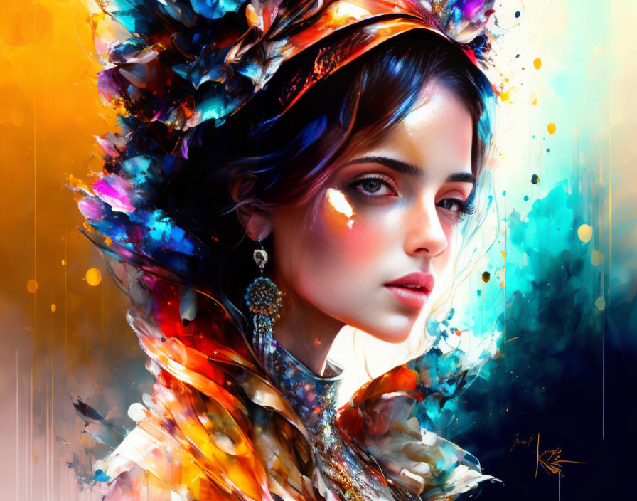 Colorful digital painting of a woman with expressive gaze