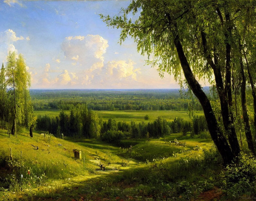 Lush Greenery and Clear Sky in Pastoral Landscape