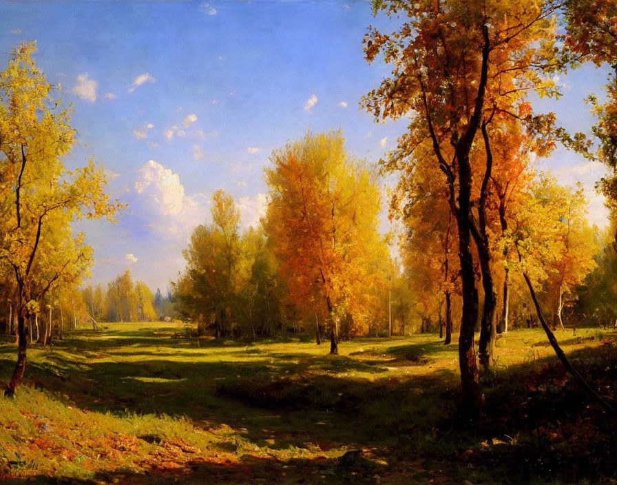 Tranquil Autumn Landscape with Golden Foliage