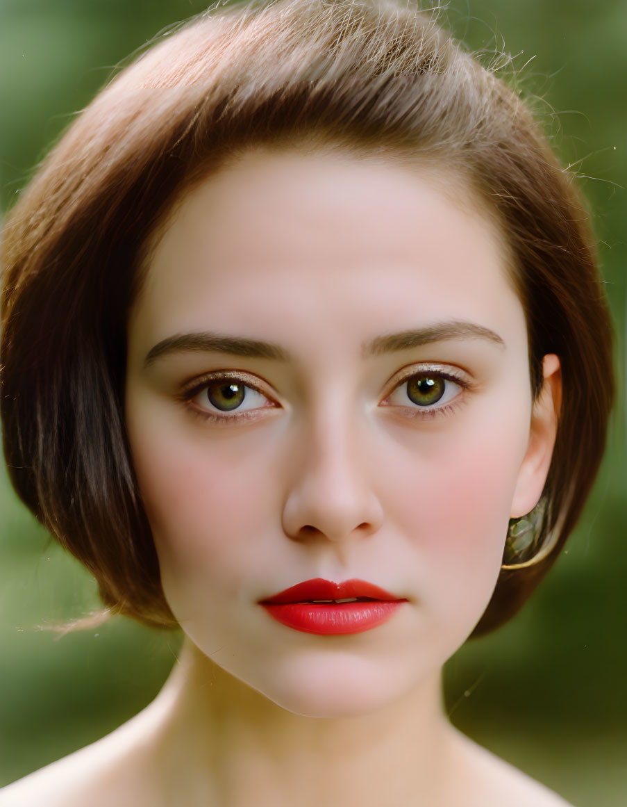 Portrait of woman with short brown hair and hazel eyes.