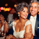 Formal Attire: Older Couple Embracing at Evening Event