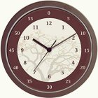 Brown Frame Analog Wall Clock with Tree Silhouette Design, 10:09 Time Display