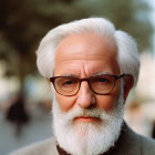 Elderly Man Portrait with White Beard and Glasses