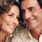 Smiling man and woman with warm expressions in close-up portrait