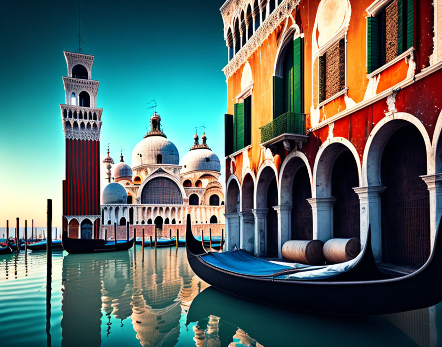 Historical buildings and gondolas on Venice's Grand Canal