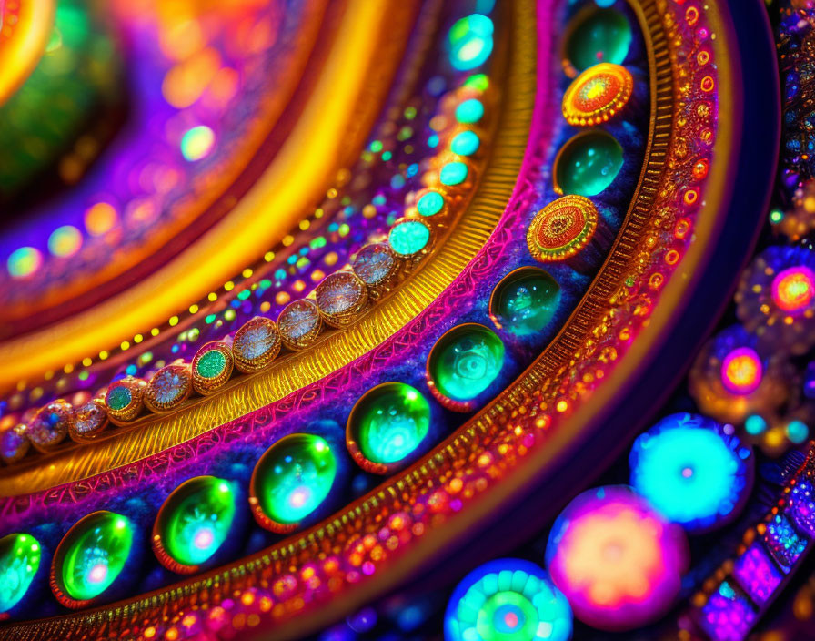 Colorful Neon Circular Patterns with Beads and Jewels