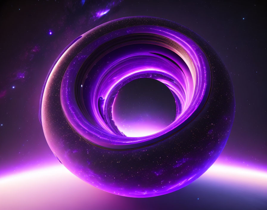 Shiny purple toroidal object in cosmic setting