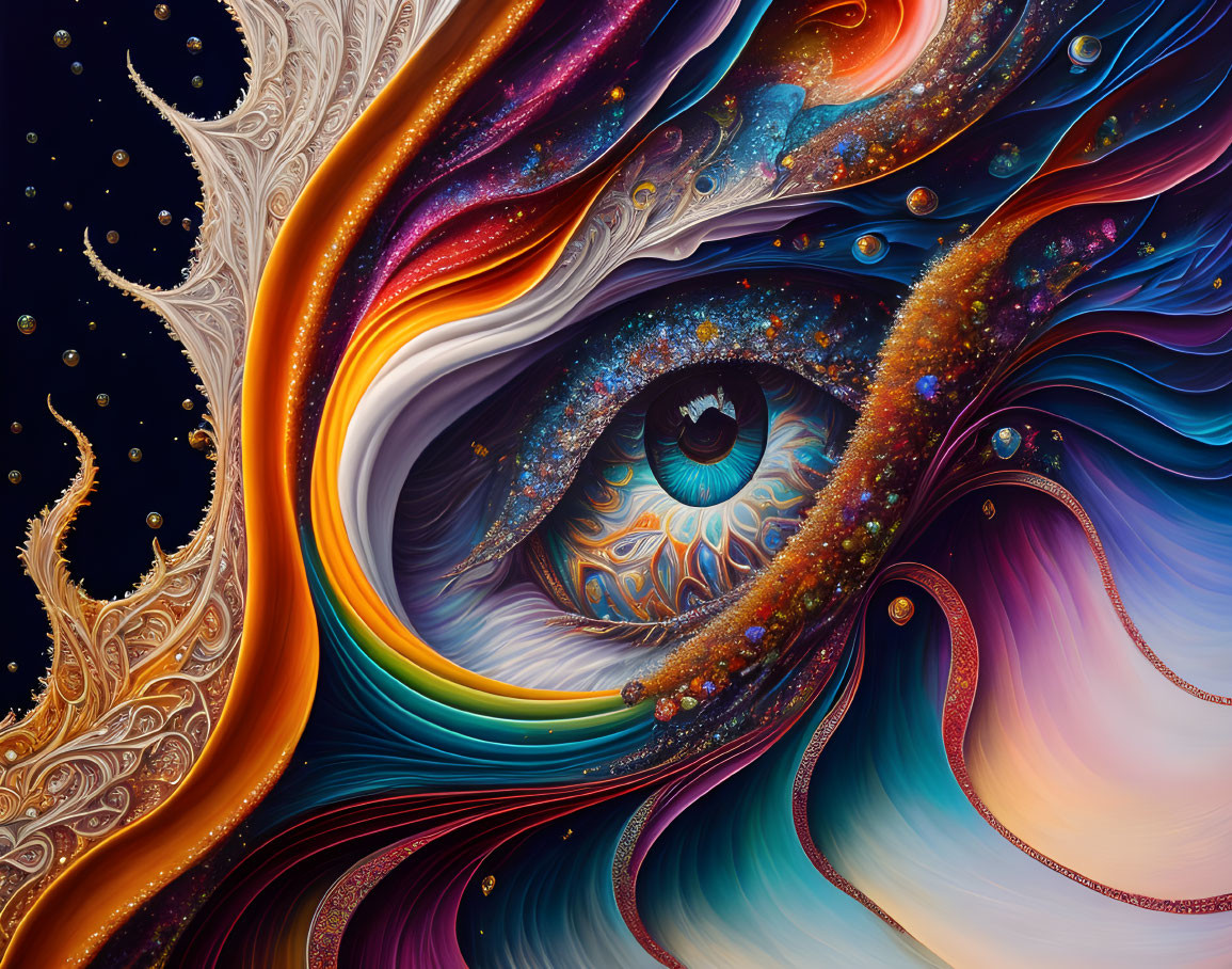 Colorful Cosmic Eye Artwork with Psychedelic Patterns