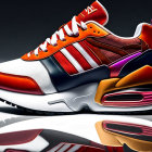 Multicolored Sneaker with White, Orange, and Red Design