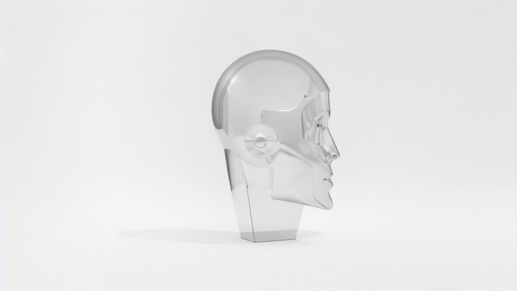 Transparent Sculpted Head Profile Minimalistic Style White Background