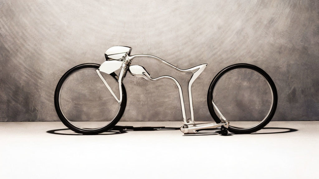 Stylized silver bicycle art on textured grey background