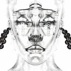 Symmetrical Black and White Abstract Woman's Face with Intricate Patterns