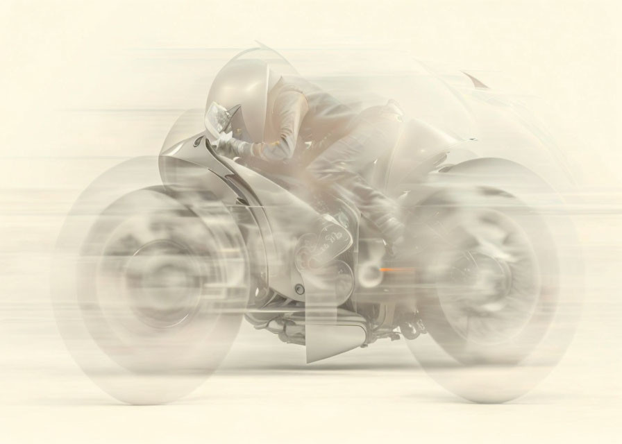 Blurred image of person on motorcycle in motion