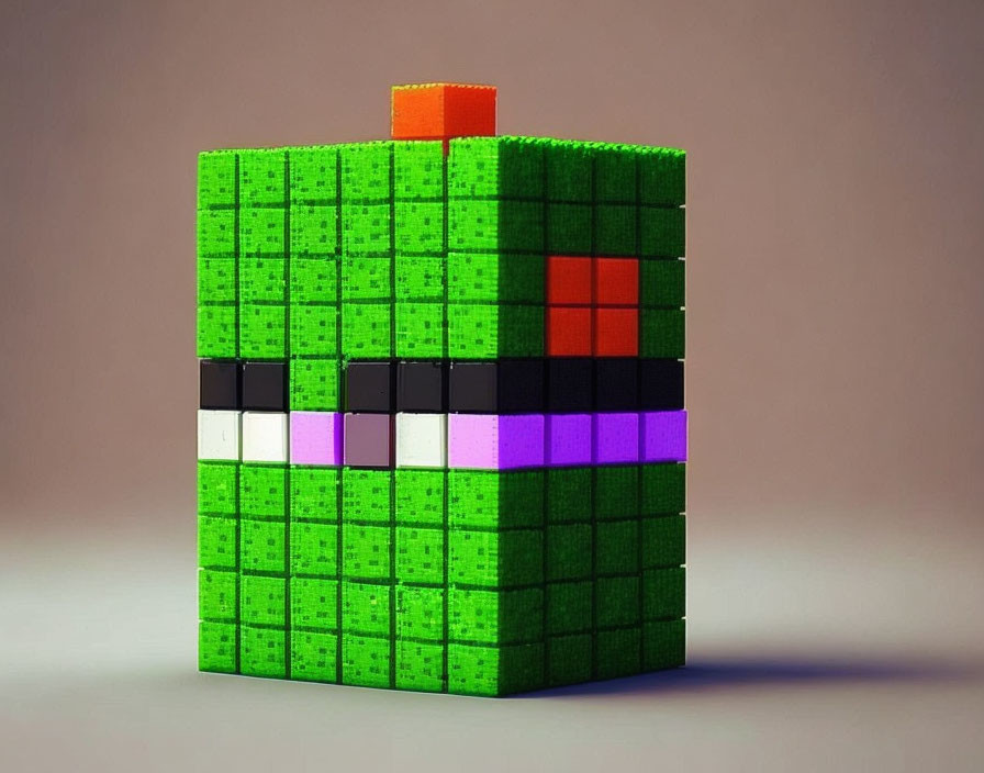 3D-rendered Rubik's Cube resembling Minecraft Creeper