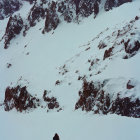 Colorful Gear Hiker in Snowy Forest Landscape