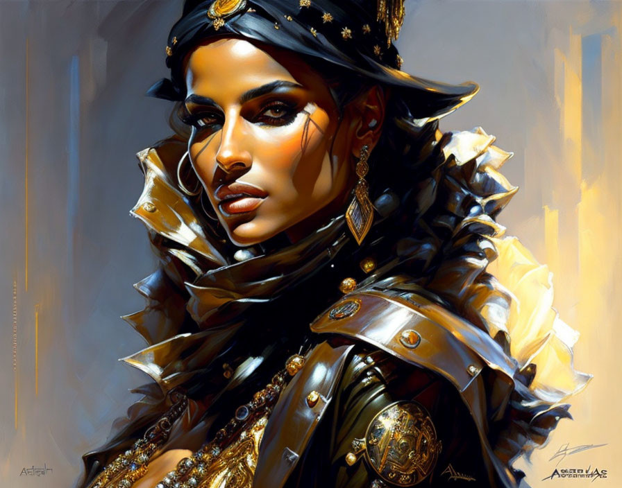 Regal military uniform digital artwork of a woman