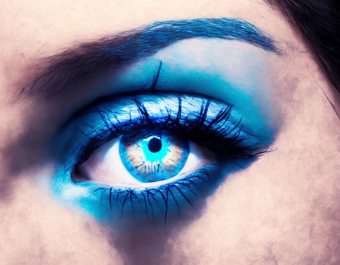 Detailed Blue Eye with Dark Eyelashes and Iris Patterns